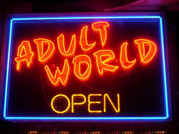 Adult World neon sign