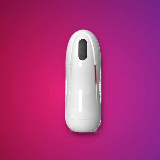 Sucking Cup – Automatic Suction Masturbator on a pink studio backdrop